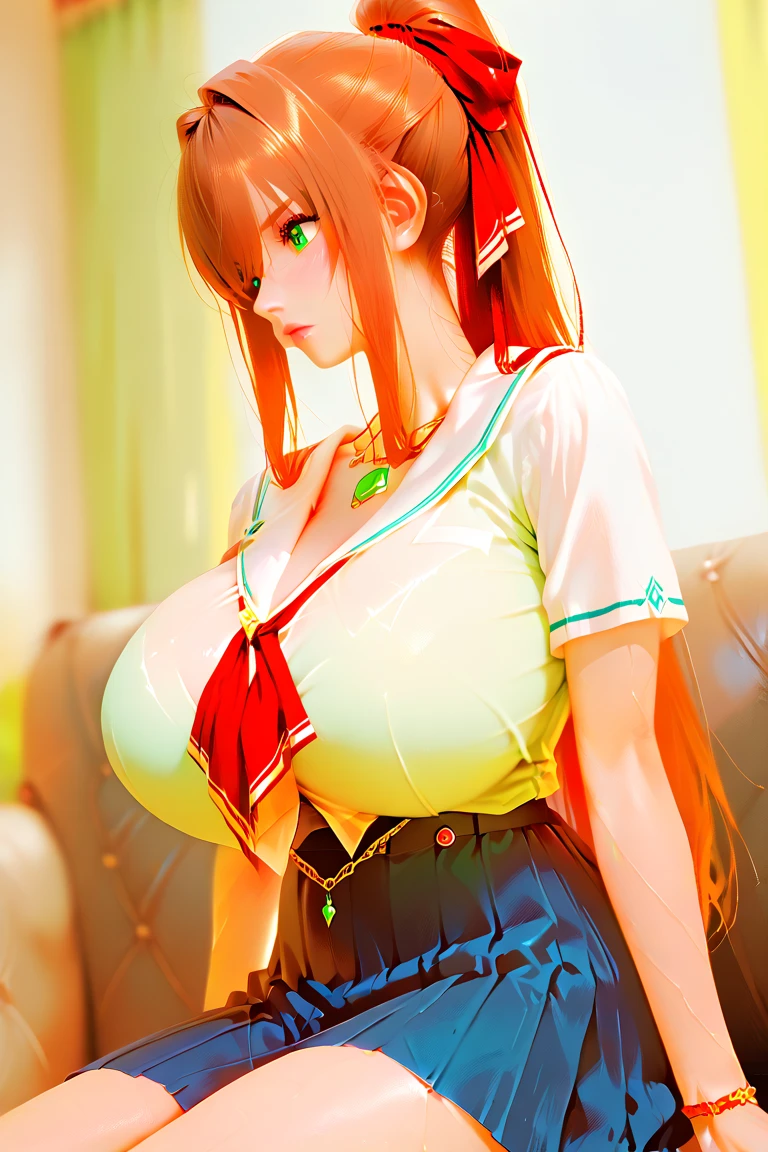 a cartoon picture of a woman in a bikini top and jeans, nami one piece, nami from one piece, nami, beautiful portrait of nami, from one piece, oppai, blue eyes, smoking, ponytail, nsfw