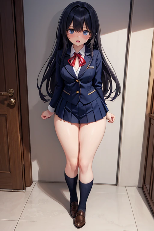 (masterpiece、highest quality、High resolution、realistic pictures、real looking skin:1.1)、
(brown cardigan over white blouse、He wears a school uniform blazer over it.、Wearing a uniform miniskirt:1.1)、
1 girl、alone、beautiful eyes、shining eyes、brown hair、medium long hair、high school girl、Location is a school、
(pick one up'my own skirt:1.8)、
(panties are slightly exposed:1.5)、
(wearing loose socks:1.8)、
(Wearing black loafers:1.5)、
(A grinning expression with a provocative expression:1.5)、
(Are standing:1.5)、
(shiny white satin panties:1.5)、
NSFW
