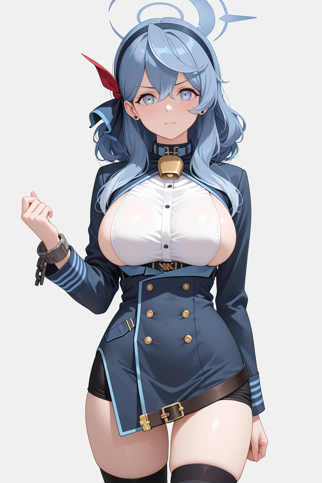 (((Masterpiece, Top Quality, Best Quality, Official Art, Beautiful and Aesthetic: 1.3)))), (1 Girl: 1.5), Very Detailed, (((((Sexy)))), Supreme Detailed, ((Uniform)))), (Shiny Skin), (Many colors: 1.1), (Big)))), Large breasts, Light areola