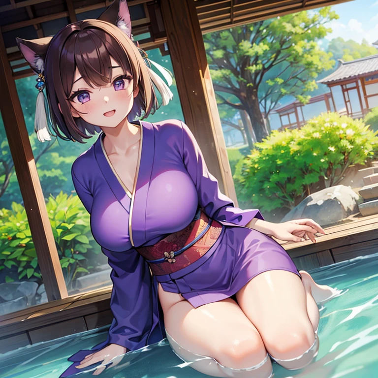 masterpiece, best quality, 1girl, shinobu,micro bikini,beach,seductive, , curvy,big breasts,confident,surrounded by water,pink bikini,standing,walking,high heels,wine in one hand,looking at viewer
