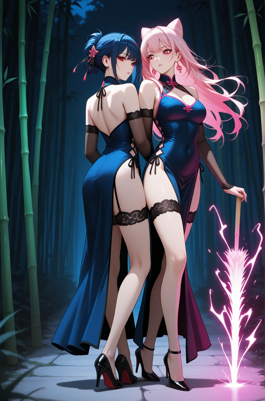 1 girl, red-violet hair, very long hair, violet eyes, pretty eyes, large eyes, big lips, bright lips, very curvy body, big breasts, long legs, big butt, Wide hips, thick thighs, Defined image, seductive look, full moon night, big full moon, Moon Goddess, evening, elegant nightgown, goddess dress, powerful Moon Goddess, legendary Moon Goddess, greatest Moon Goddess
