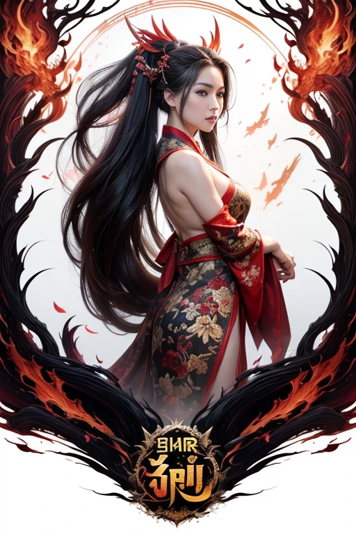 offcial art, Unity 8k Wallpapers, ultra - detailed,full body shot shot, Beauty and aesthetics, tmasterpiece, best qualtiy, (Zen entanglement, datura, Tangles, entangled), (s fractal art:1.3) , 1girll, Red flower, The is very detailed,Full-body dynamic angle, cowboy lens, The most beautiful forms of chaos, ellegance, Fauvistdesign, vivd colour, romanticism lain, James Jean, Robbie Devi Antono, ross tran, Francis Bacon, Michal Mraz, adrian ghenie, petra cortright, Gerhard Richter、Takato Yamamoto、Ashley Wood、atmospurate