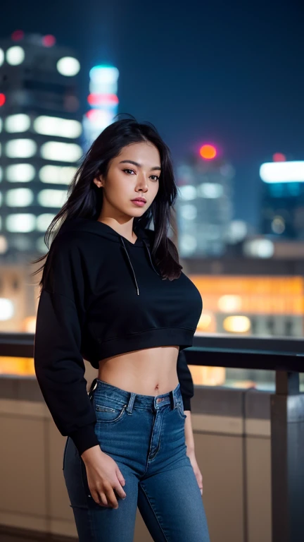 1girl, (Blue Eyes), happy face, (Extreme long Shot :1.3), (ELS), (Worm Eye View), (Sana Minatozaki), wide hips, Big Boobs, big ass, (Best Quality, 8k, Masterpiece: 1.3)) ), Clear Focus: 1.2, Perfect Body Beauty: 1.4 , Slender Abs: 1.2, Wet Body: 1.5 , Highly detailed face and skin texture, detailed eyes, double eyelids, (long black hair), black t-shirt, (pink string thong), butt posing, street, night city, many people watching