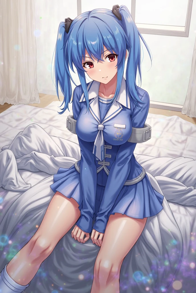 (masterpiece, best quality)a girl,Very blushing,white bikini,Half-off miniskirt,spread legs,small breasts,pain,lying on white bed,detail,Completely soaked,completely wet,Awkward,surprise,Extreme shyness,doubt