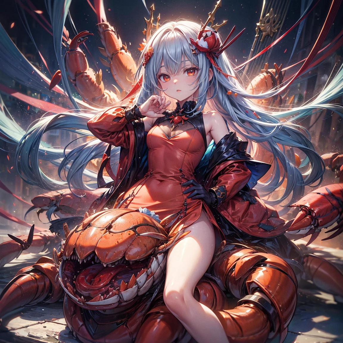 (((masterpiece))), ((best quality)), (Super Detail), (CG Illustrations), (so beautiful),altar,Offspring of the Evil God,beautiful girl,Tentacle armor, (A body wrapped in mechanical tentacles:1.6),Tentacle Room,Sexual suggestion,