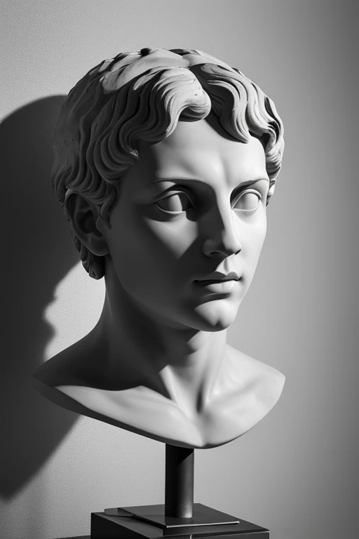 Greek statue 3d digital thinker on dark background
