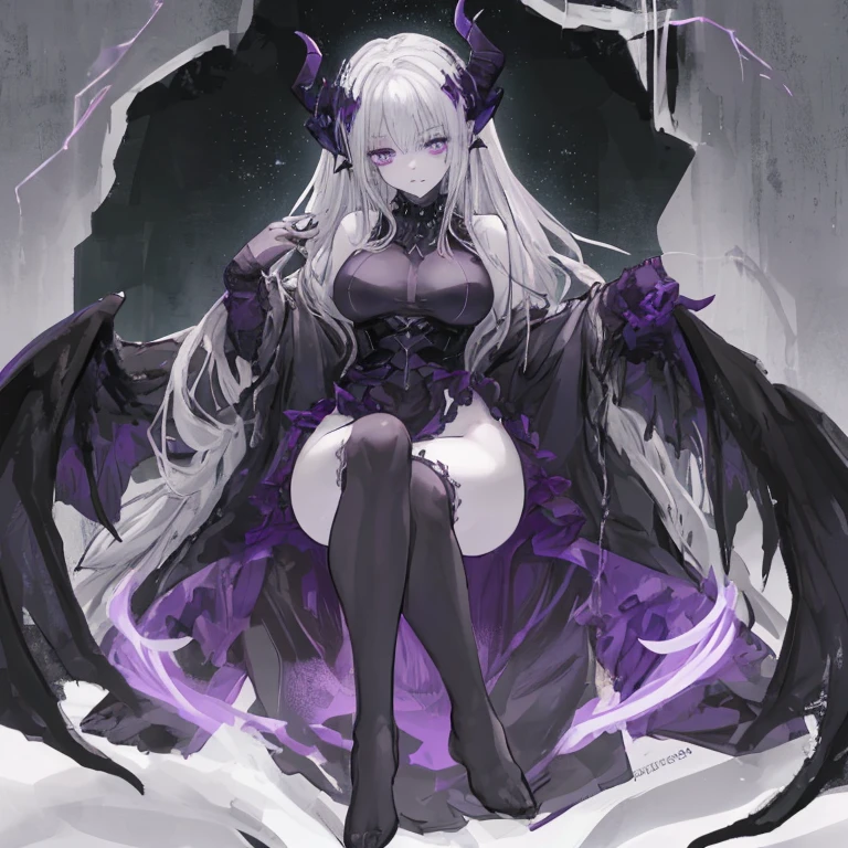 ((Highest quality)), ((masterpiece)), (detailed), (Perfect Face)、The woman is a beautiful, jet-black demon with jet-black skin, the queen of evil, Devil Extia, with blue, medium-long hair, a beautiful jet-black naked body, beautiful nipples, a beautiful pussy, an engagement ring, and luxurious accessories. She is the elegant, beautiful queen of the demons.、A beautiful, jet-black-skinned demon with magnificent devil horns, devil wings, and a devil tail.