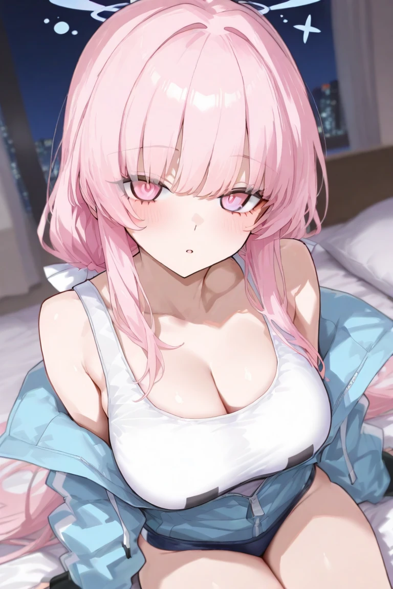 8K、Top quality、masterpiece、Ultra Detailed、Ultra-high resolution、Anime style、on the bed、Supine、Pink cheeks、Pink lipstick、Dark-haired、Braided Hair、Light-colored yukata、Bare shoulders