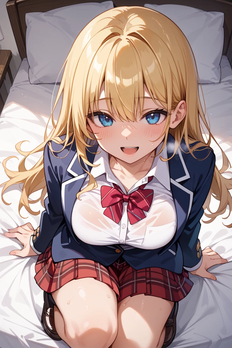 best pictures,NSFW,blonde,red ribbon,uniform,vagina,((pinch your breasts)),(((cry))),(((drool))),(((汗でwhole bodyずぶ濡れ))),((odor)),(((Intense masturbation))),(((blush))),((organization)),whole body