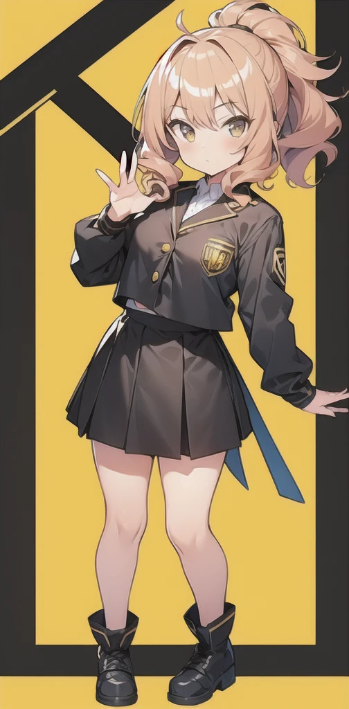 General Details: very detailed, very high resolution, exceptionally high resolution, exceptionally detailed, best quality, 3D artwork, perfect lighting and shading, perfect work, 1 girl, beautiful hands, perfect hands
Not NSFW (Not Safe for Work): (nsfw:-1.5)
Clothing: clothing, (simple dark grey pleated short skirt:1.4), (shiny gold-buckled black leather belt:1.3), (dark blue bow tie:1.2), short sleeves, white shirt, white buttoned shirt
Facial Expression: small smile at the corner of the mouth, very sly eyes
Pose: standing, modeling, looking at the viewer
Character Traits: slender, kawaii, perfectly symmetrical face, soft pinkish cheeks, super cute girl, super cute face, exceptionally detailed eyes, exceptionally detailed hair, extremely cute, extremely beautiful
Background: stargazing field, night, dark, deep depth of field, exceptionally detailed background
Additional Physical Traits: large B-cup breasts, wide hips, large thighs, beautiful long legs, , short
Hairstyle: (ahoge:1.2), (short bob with see-through bangs), one side ponytail on the left, hair between the eyes, pale yellow hair with white tips, bright purple eyes.