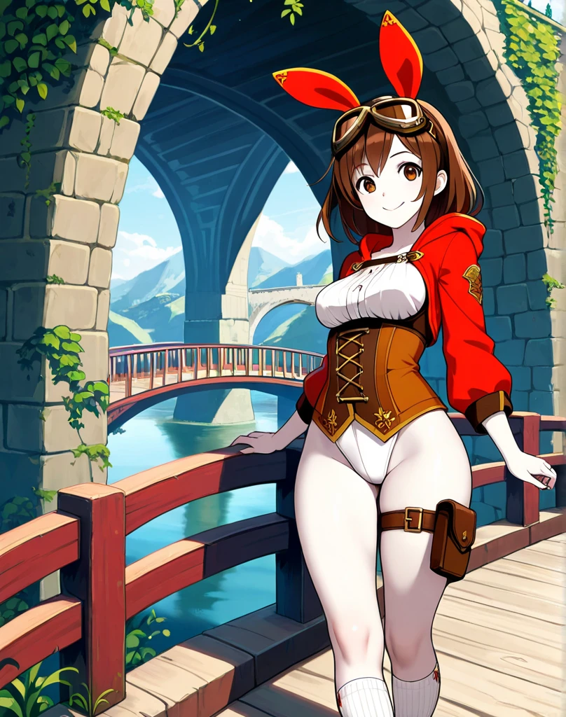 masterpiece, best quality, very aesthetic, absurdres, 1girl, mature_lady,pink_bodysuit,red_bodysuit,covered_nipple,,amiya_(arknights), animal ears, rabbit ears, blue eyes, brown hair, tight medium hair, half-up, long ponytail,,in an amusement_park,floating_hair,from behind