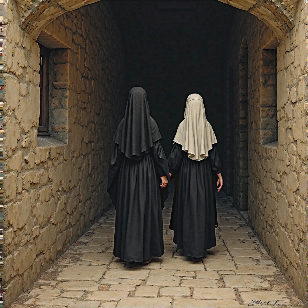 lewd nun，blond hairbl，Plump the whole body，Golden eyes，