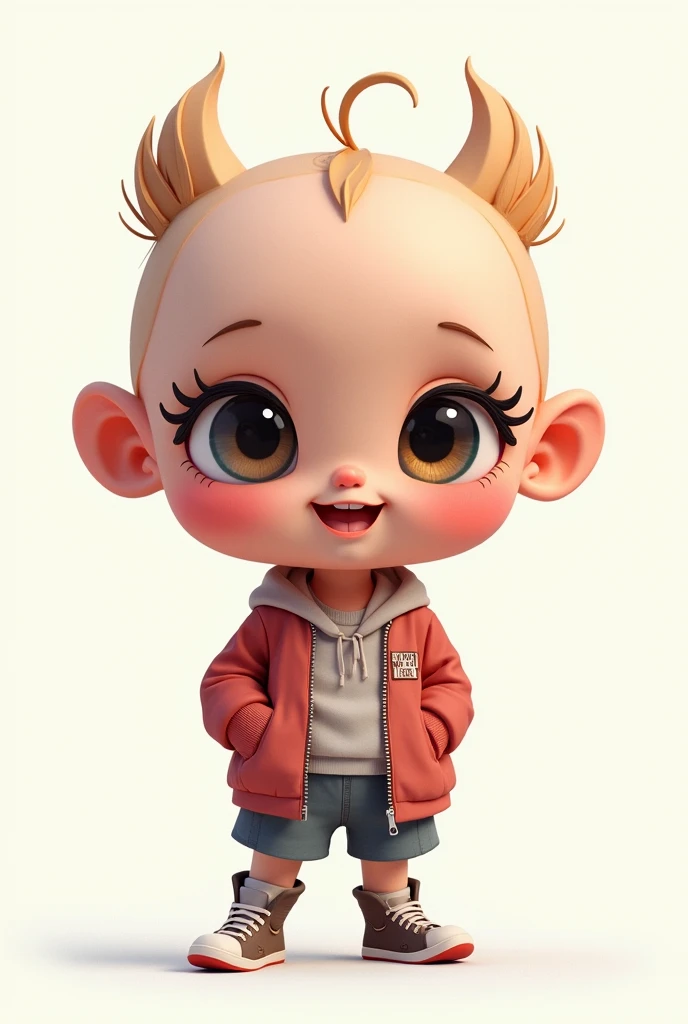 Boy smiling child, Chibi, ultra detalhado, design pixar, 4k, UHD, studio lighting, corpo inteiro, em breve, estilo Disney moderno