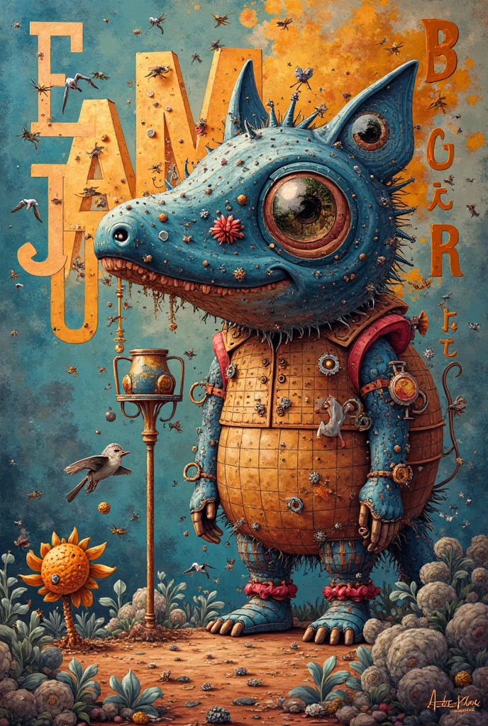 (best quality: 1.4), (masterpiece: 1.2), detailed, complex, high resolution, iridescent colors, A charming and fascinating creature with otherworldly forms that blend the best aspects of the monster human form and the innocent charm of a precocious child, scales, wings, blue, texture, complex, gorgeous, 3D, highly detailed, decorative style, Tim Burton, Dale Chihuly, Bruce Zheng, Cyril Rolando, H. R. Giger $plastic$ Grid: Real Lenoid afremov style, wet, fire