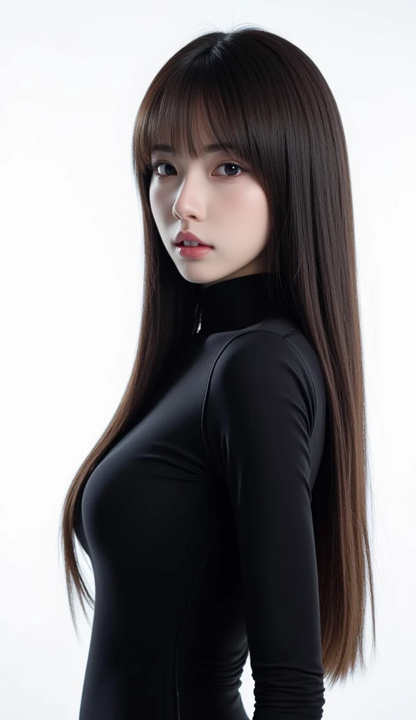 (photo realistic:1.2), woman,
Detailed face photo of a beautiful girl,
(Young handsome woman: 1.0),
black eyes,
half body shot,
mid-chest,
(viewer:1.1),