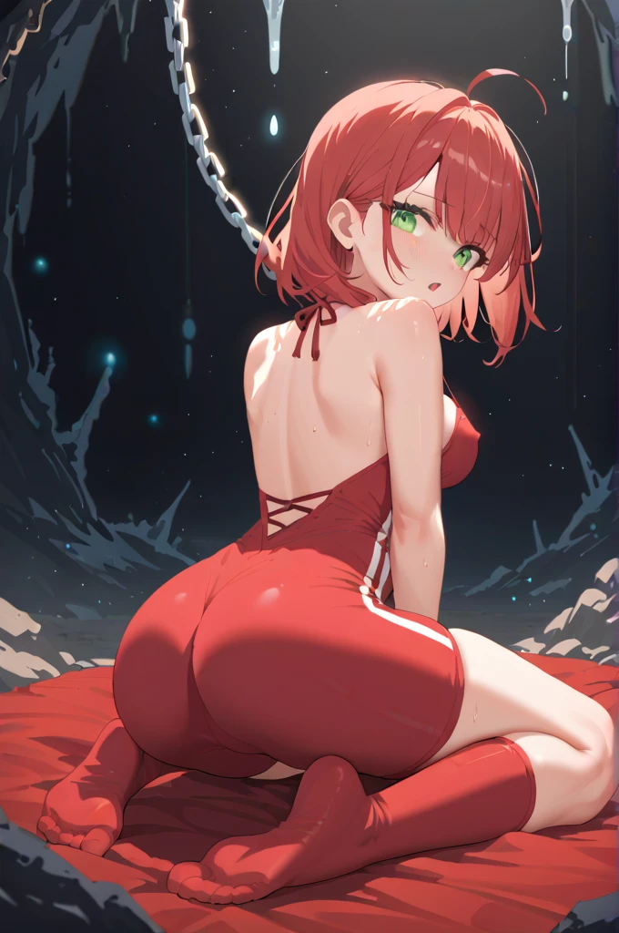 One Woman、Cute Woman、Thick thighs、Best image quality、High resolution、masterpiece、super high quality、Squat with your legs apart、Super big ass、Striped bra、Striped panties、Panties are visible through a very short pleated skirt、Big Ass、Large Breasts 、Blushing、4K quality、Blushing、Proud face、Wearing black knee socks、bed、Squat with your legs apart、Panty shot、Sweaty all over、Heavy breathing、Chest is bobbing up and down、heart、Condescending look、Low Angle、Zoom in on the crotch、(from below:1.4)、Sitting with Knees Up on sofa at living, spread legs、(back pose:1.3) or (back view:1.2)