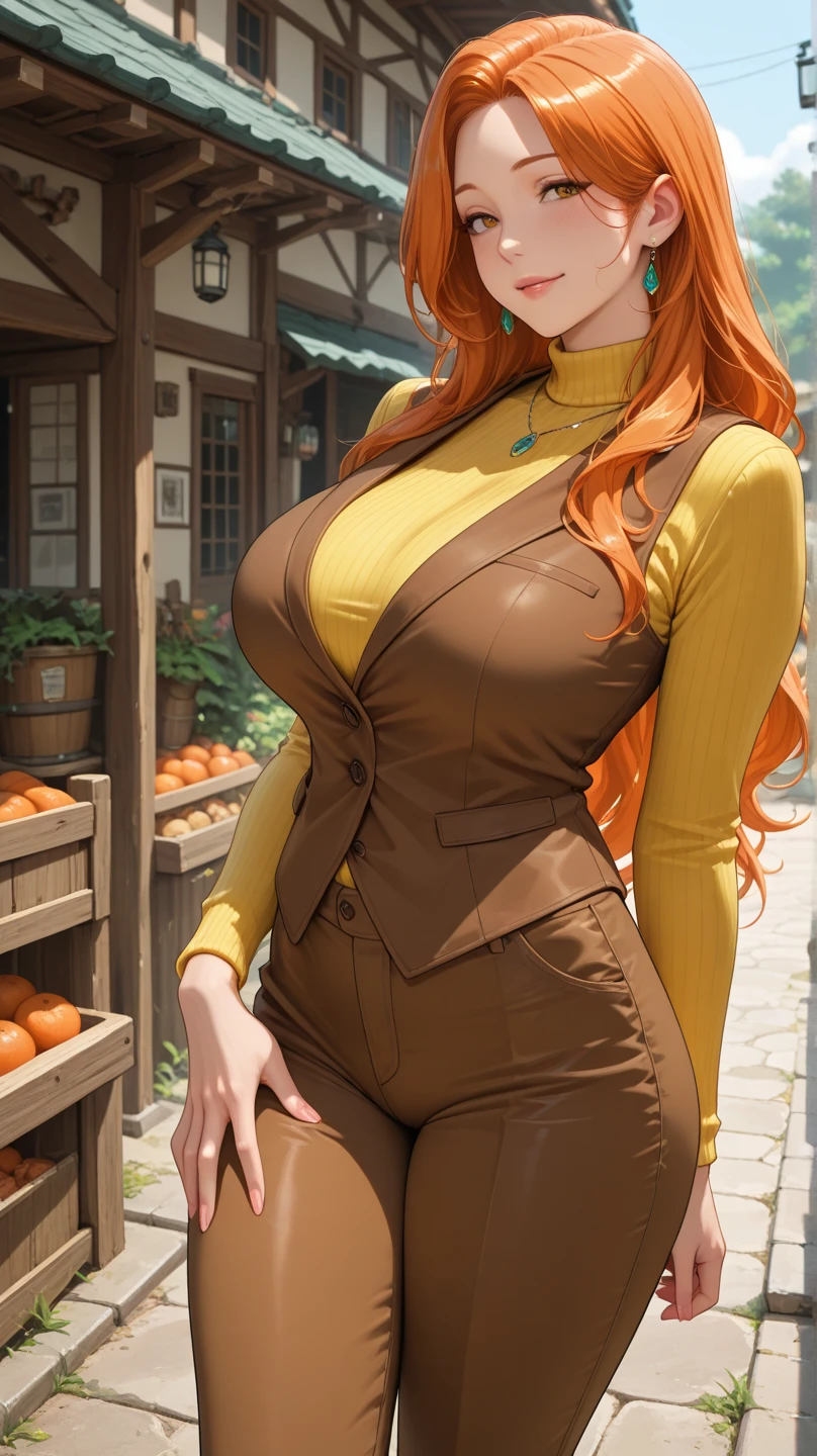 Girls in 3D games，8K ultra-detailed high-resolution visual effects, Showcasing a casual and energetic atmosphere. that girl, With beautiful golden hair and charming big eyes,  bust, radiating charm and cuteness. She is wearing a cute orange dress, Standing against a pure white background，Highlights her presence. Her flowing hair falls like a waterfall, She had a big smile on her face, Added a touch of joyful atmosphere to the scene.

that girl's figure  portrayed in a tasteful and respectful manner, highlighting her full and ample charm. With an elegant touch, Her dress gently revealed her curvaceous silhouette, The shoulder design highlights her advantages. This piece perfectly captures her confident and poised expression, Emphasize her charming presence.

The overall art follows the 3D art style, Attention to detail and realistic textures. lighting carefully considered, Creates a soft and warm atmosphere，Enhance girl&#39;s temperament. The color palette is mostly vibrant, Mainly orange tones, Create a vivid and visually pleasing composition.

This tip is designed to produce a stunning visual masterpiece in 3D illustration style for a casual gaming environment. it embodies an interesting feeling, charm, and beautiful, while maintaining a high level of artistic quality with 8K resolution.