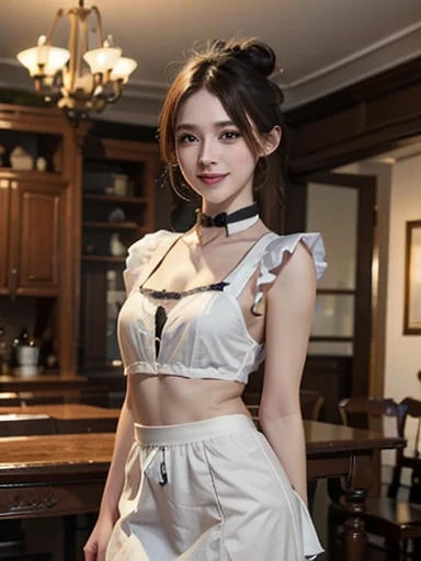((Wear a short apron naked、Small size of apron、The lower chest is always visible、Visible lower chest apron、Raise your hand to show your armpits、Show underarms、Ultra-realistic armpits、Armpit、Navel、Detailed armpit wrinkles、Stand up straight、realistic navel、The length of the apron is a short apron with a waist length、Detailed armpit pores、Realistic armpit skin、Black armpit skin、Detailed and realistic armpits、armpit pose、The front door is open、gazing at viewer、smil、Full body armpits standing facing the viewer、Show both armpits、Naked in a waist short apron、Stand straight facing the front、Show armpits、Stand at the front door of the house、Watched over by a pizza delivery man、Stand in front of the delivery man at the front door of your house)), (illustratio), (hight resolution), (8K), (ighly detailed), (The best illustrations), (armpit pose、Raise your hands in a bare apron to show your armpits、beatiful detailed eyes), (top-quality), (ultra-detailliert), (​masterpiece), (wall-paper), (详细的脸、red lipsticks), (A smile、((40 years,red lipsticks,femele,Show realistic armpits))、Brown hair,high-ponytail Hairstyle,((Wear only an apron、Show the navel、Show armpits)), japanes,(Slim body、Small)