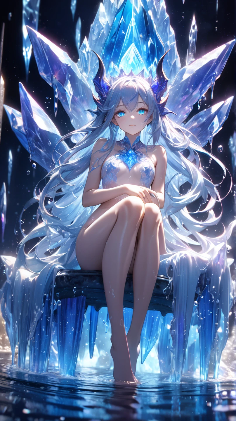 （（Realistic lighting，Top Quality，8k，masterpiece：1.3）），Clear focus：1.2，1 Giant breasts，Perfect beauty：1.4，Slim Abs：1.1，（（Long dark white hair，big：1.2）），（Torn Dress：1.3，White transparent full leg stockings：1.2，Mesh transparent white panty interior，at night：1.1），Delicate face，double eyelid，Arrived，（Full body lying on bed： 1.2），To the camera，Raise your legs，Legs open，high quality，masterpiece，超A high resolution，（Realistic：1.4），RAW Photos，One girl，dark，Dark shading，Cold Light，Spread your legs，Arrived，White transparent panties、One Girl, alone, (((trapped in big crystal)))(trapped in crystal:1.7),((add eye details)), ((Add facial details)), crystal, star, Shine, beautiful night sky on background, moon, stars on background,diamond、たくさんのcrystalが付いた透けたドレス, fantasy sheer dress, A magical dress with a transparent chest, crystal製シースルードレス, Shine花の透明なドレスを着た女性, intricate fantasy sheer dress, transparent rainbow color, translucent intricate gown, Detailed translucent costume design, Translucent dress, A surprisingly young and mysterious person, Bejeweled Opal Statue, fantasy transparent costume, Made with dried flowers、Glasswork、glass slipper with gold and white flowers, 気まぐれIntricate details, intricate and elegant, beautiful detailed elegant, fairy tale style, ultra Intricate details, elegant. Very detailed, Complex and beautiful, golden Intricate details, Cinderella, side view Intricate details, Complex gold elements, Intricate details, intricate and detailed, 非常にIntricate details、So magical and dreamy, Blue and white tones, Relaxing environment, Fantastic and dreamy theme, Dreamy aesthetics, Quiet and peaceful atmosphere、attractive, thin,Nipples are visible、Large-size Exy S100, seductive lingerie camisole、a close up of a woman's underwear with a good and panties, bright blue shiny slutty transparent lingerie, lingerie, lingeries beauty, thin underwear, laced lingerie, lingerie!!, good, wearing sexy lingerie, goodlette, captivating and mesmerizing, Harness and Garters, lingeries, Very sexy