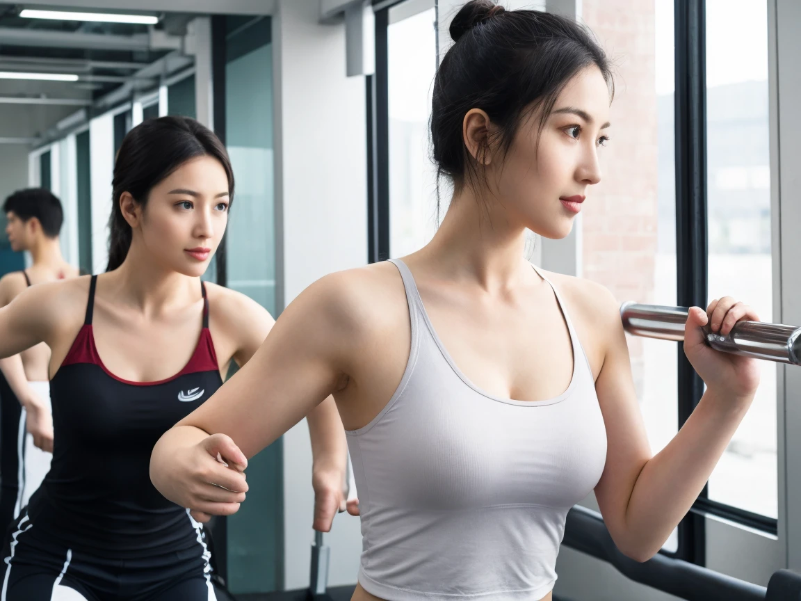 Couple working out in the gym