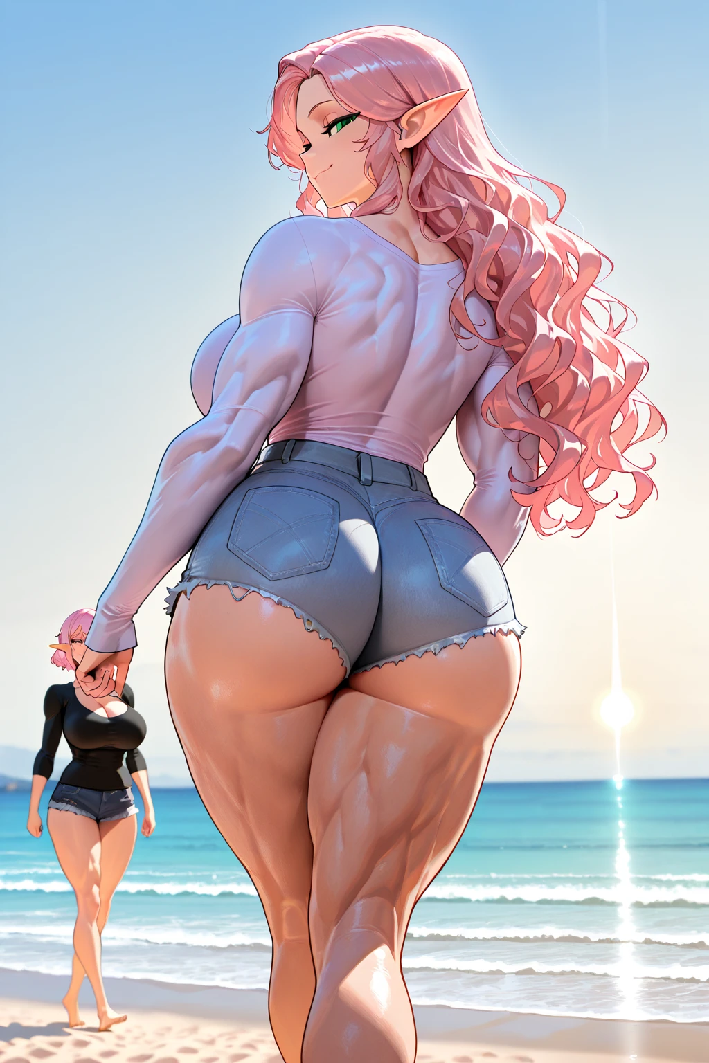 (Private 4K)、(High resolution:1.2)、(High freshness:1.2)、、(Whole Body Ezbian:1.2)、(Two Women:1.6)、((Women with exaggerated large physiques))、(Huge breasts with intense movements:1.2)、abnormally developed muscles,,Barefoot woman, , Big arms、(Huge muscles:1.4)、(Dynamic pose:1.2)、(Woman walking with all her might:1.6)、(View from behind:1.6)