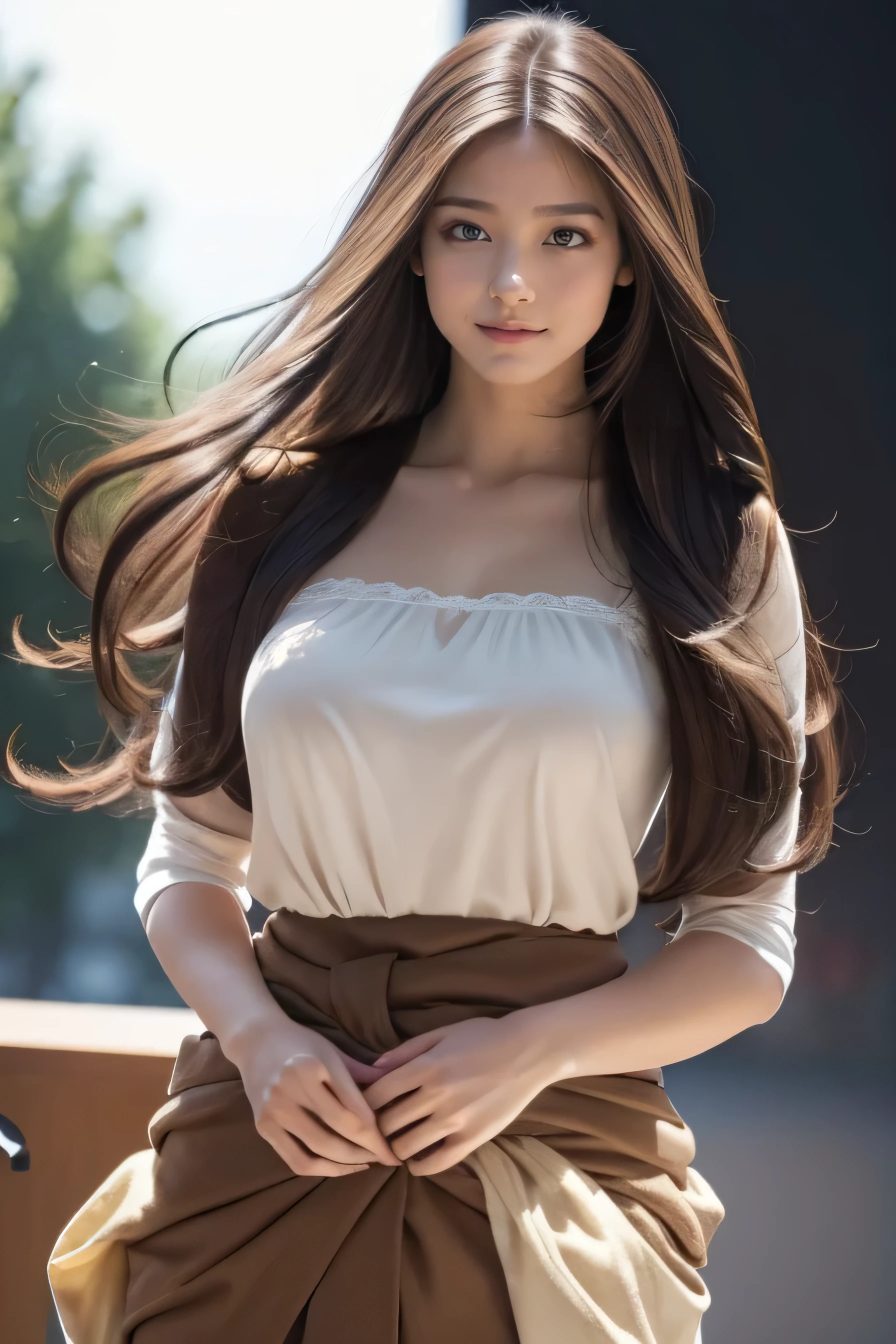 (8k, Best Quality, Masterpiece: 1.2), (Realistic, Realistic:1.37), Super Detailed, 1 Girl, Cute, Solo, (Nose Red), (Smile: 1.15), (Shut Up) Small Breasts, Beautiful and Detailed Eyes, (Long Hair: 1.2), Flowing Hair NovaFrogStyle, Upper Body, Blade Brush, Long Eyeliner