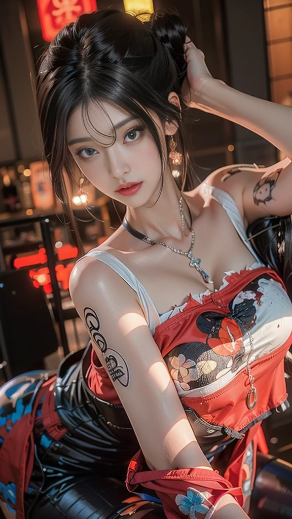 ((​masterpiece:1.4)、(top-quality:1.4)、(reallistic:1.7))、masuter piece:1.4、(Top-of-the-line rendering:1.4)、Ultra-realistic portrait of the beautiful Martian queen、Super beautiful girl queen、((1girl in:1.4))、Shiny natural skin texture、(Gorgeous Brilliant Queen Costume:1.4)、(An outfit that emphasizes beautiful breasts:1.4)、age19、(Cute tattoos:1.4)、(Perfect female body:1.4)、Portrait photo of a girl、(standingn:1.4)、(Upper body photo:1.4)、Fantasyart、Soft front light、美丽的面容、Beautiful udder、large full breasts:1.2、Sexy ass、A detailed eye、Beautiful and attractive eyes、beautidful eyes、Narrow waist、beauty legs、Raw photo、red-lips、Red high heels、(tiarra:1.4、a choker:1.4、a necklace:1.4、耳环:1.4)、1 screen display、Under the Martian Moon、A super beautiful queen standing in the square of the royal palace