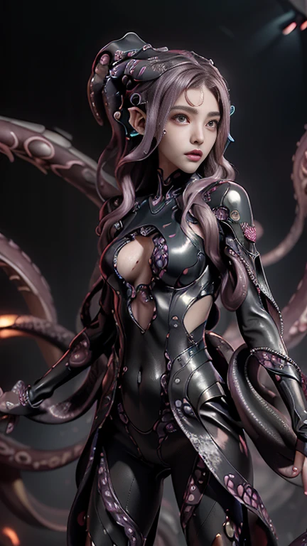 scary and sexy detailed art in color, Portrait, (beautiful and obscene female alien:1.4), (vulgarity1.5), (she has red eyes with no pupils:1.8), (Translucent skin:1.7),  (There is a female genital-like organ in the middle of the forehead:1.9), (The most beautiful face in the history of the universe:1.2),an evil gaze that seduces, (large mouth:1.1), (sharp teeth like a vampire:1.2), Full body portrait, (bio luminescent:1.5), (Smile wickedly:1.3),  (sexypose:1.5), alien, No humans, cells are fused, (Lots of translucent tentacles:1.3) extraterrestrial, cell, bio image, best quality, 8K,In 4K_quality, High freshness, Dramatic Lighting, masutepiece:1.5,cinematic quality, detail up, (exquisite details:1.2), high resolution, High freshness, drawing faithfully, (Thick eyebrows:1.2), Beautiful eyes with fine symmetry,(Highly detailed face and eyes:1.2), Intimate face, (Super detailed skin quality feeling:1.4), perfect anatomy,  (Beautiful toned body:1.5),  (Moist skin:1.2), not wearing makeup, (dark circles:1.1), long canines, cinematic drawing of characters, ultra high quality model, cinematic quality, detail up, (exquisite details:1.2), high resolution, High freshness, drawing faithfully, official art, Unity 8K Wall  , 8K Portrait, best quality, Very high resolution, ultra detailed artistic photography, midnight aura,  unreal engine 5, Ultra Sharp Focus, art by Amano Yoshitaka, ArtGerm, Roisch, intricate artwork, best quality, masterpiece, ultra high resolution, (photos realistic:1.4), ultra realistic realism, dream-like, nautilus, Creation of fantasy, Snail, Dream Snail, (biopunk nautilus:1.3),Thrilling color schemes, ultra realistic realism, seductively smiling, Blue tentacles, Amazing mutation, well-proportioned body