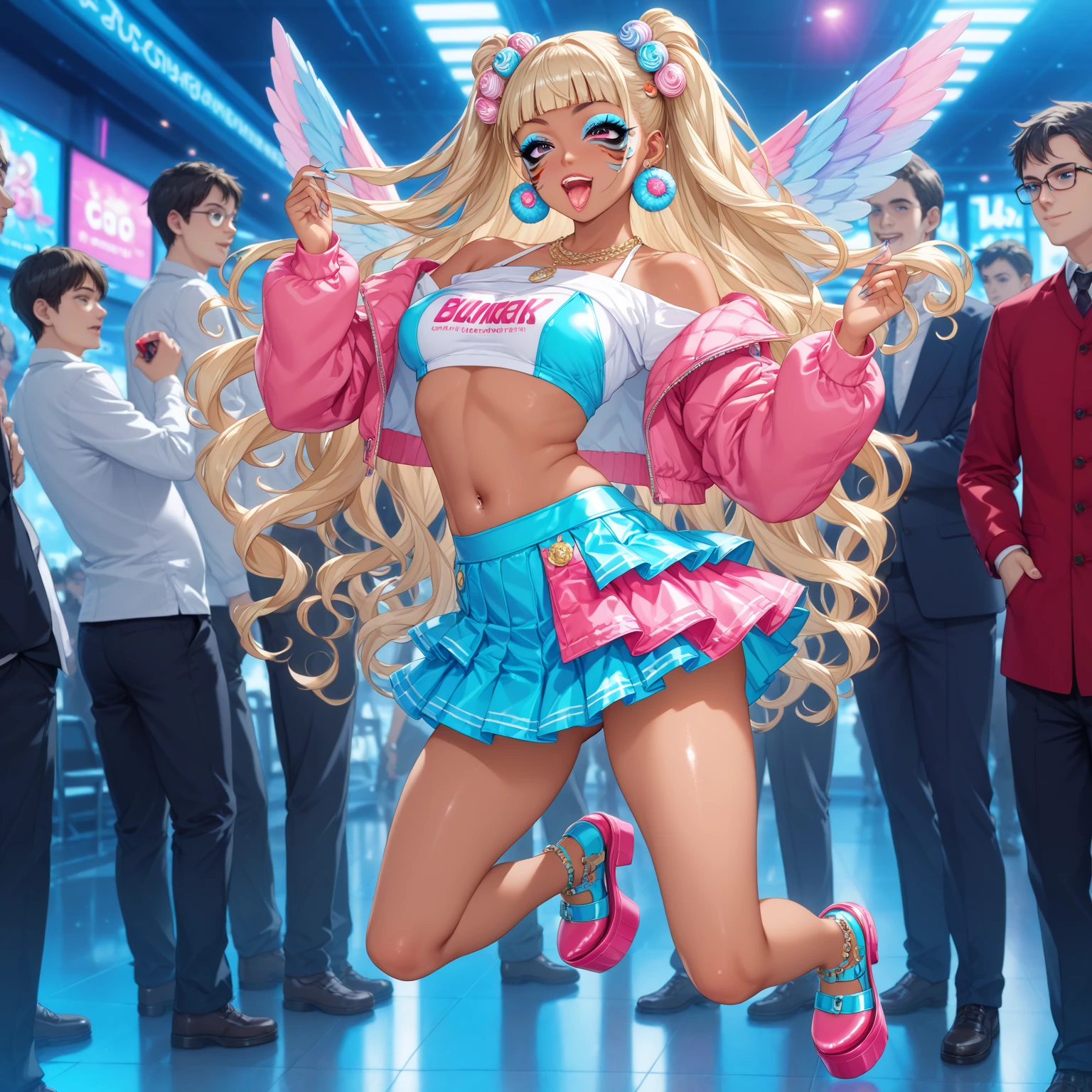 Transparent hair、Golden Eyes、eye glasses、ssmile、Daughter in her early teens、flat chest、Thin pubic hair、Beautiful open legs、Cheer Dance