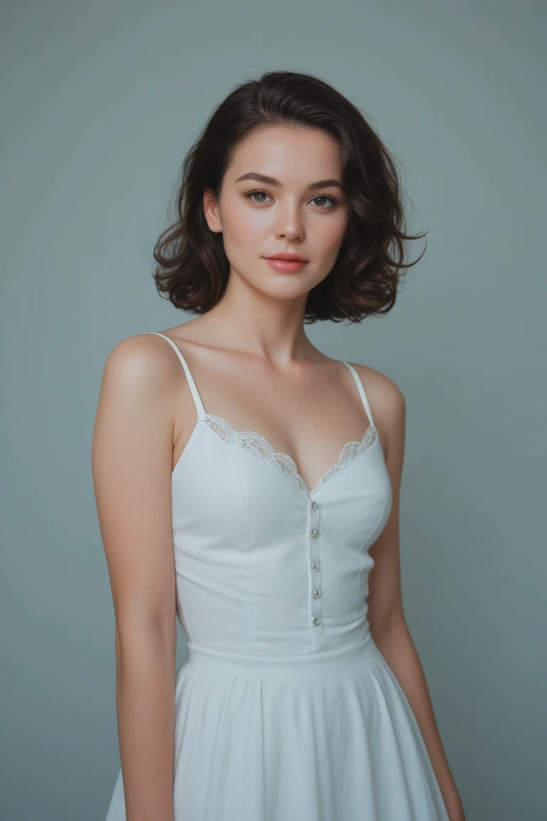 Ultra-Realistic photo of a gorgeous young cute asian girl, very beautiful long slender slimming face Japanese girls, eyes winged, smiling, still from the film, (solo), (((Marion Cotillard look like face: 1.37))), (masterpiece:1.0), (highest quality:1.12), (HDR:1.0), hyperrealistic portrait of a fierce young woman 30yo woman wearing white shirt and yoga pants with white textures long black dark hair slick back and smooth. making a kiss face smile. Looking at camera. POV. Dancing, moving, happy. Kitchen. Fully furnished. Night time., Leica SL3, Summicron-SL 75 f/2 ASPH, kodak gold 200 film, hands up, dynamic action pose,