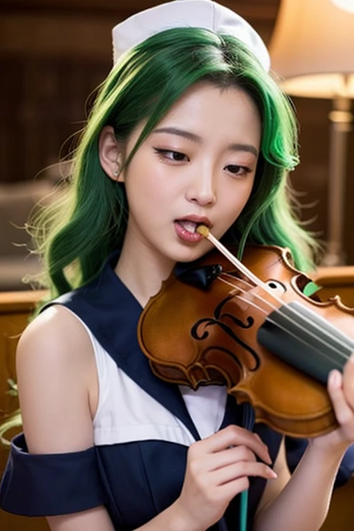 Woman, realistic character, Green hair with pink locks, Blue eyes, Anime, Alone, Modern, One Day in Cyberpunk、Pan-chan listens to live classical music、Visited a small hall in the city。
Who appeared on stage、Calm and graceful young man pianist。
Every time you move your fingertips、The piano begins to play a beautiful but powerful melody。
Pan-chan was fascinated by the tone.、I feel the tears flowing down my face。
After playing、The pianist called out to Pan-chan。The two begin to talk in a café。
Talking about music and outlook on life、Dreams、fondling...。A deep bond was beginning to develop between them。
And the two of them are in platonic love、He began to find the meaning of life。Pan-chan and the pianist、Through music and conversation、We have a strong bond。
one day、The pianist said。「I'm going on a concert tour abroad in the near future。By that time、Let's make a theme song for your life」
Pan-chan's personality、way of life、Put your thoughts into music、The pianist created the melody。
The day of departure、Pan-chan listened to the song.、I felt my chest heat up。Crying「Because I won't forget、Come back」Said。
The pianist is also in tears、「Because I'm waiting for you」I reply。After the performance trip、The two parted ways with the promise of reunion。Fantastic painting style concert hall
