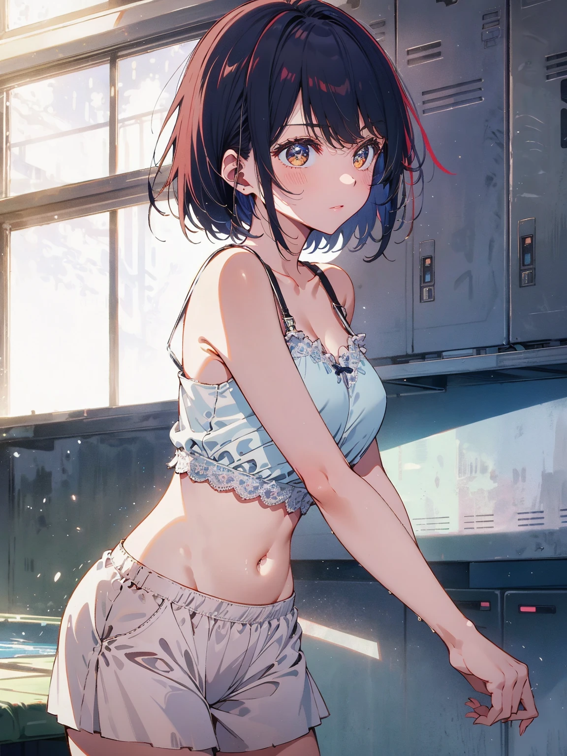 (highest qualityのイラスト:1.2), (cute girl:1.1), (1 girl, alone:1), (2 girls、8-year-old、、、small、cute、cute、small胸、Very detailedな目:1.2)、(lily、kiss、Hug from behind、grab、eyes half closed、eye contact:1.Sweat、I was embraced、blush:1.1)、 break White Bra、ピンクのgood、Blue Bra、Green bra、Grey Bra、light Grey Bra、 Striped bra、水玉模様がgood、goodチェック柄、cute、good、kids good、sporty、camisole、Cotton panties、School Skirt、Blake Black Hair、Blue Hair、Brown Hair、extra belly short hair、short hair、Middle Hair、Hair length、Wavy Hair、Curly Hair、Pale pink braids、Princess Cut、Bobcut、Twin tails、低いTwin tails、ponytail、ライトブルーのローponytail、break(locker room:1.2)、(evening、evening、Orange sunlight:1.2)、 break(highest quality、Very detailed、Very detailed and beautiful、超A high resolution、Arm details:1.2)、Browsing Caution Beautiful Pool