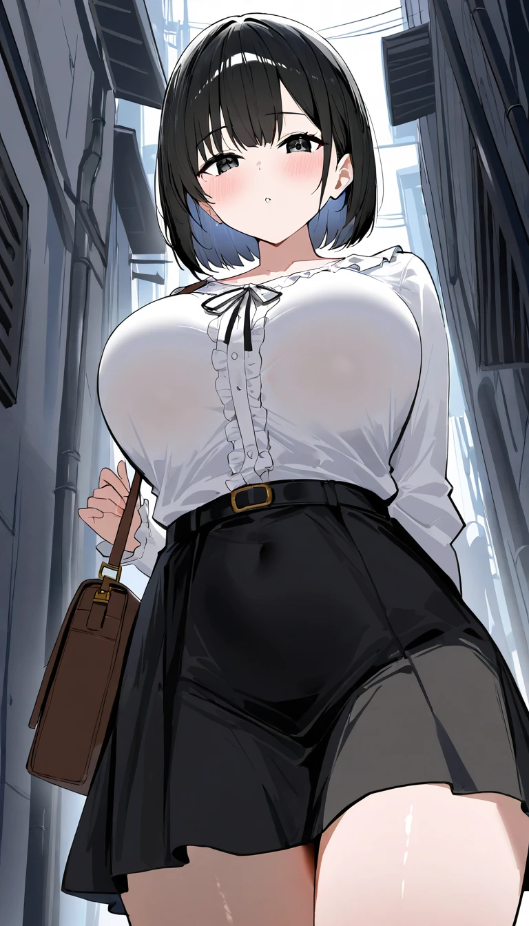 Highest quality, (masterpiece:1.2),
alone,Open your mouth、 smile,A 40-year-old Japanese woman with black hair、Handsome Short Hair、Mother、Part your bangs in the middle、The forehead is visible, (Huge breasts)
(white tight knit、Vertical sweater、Grey long skirt、Black suspenders)
Are standing, Looking at the audience,The whole body is visible、from the front
