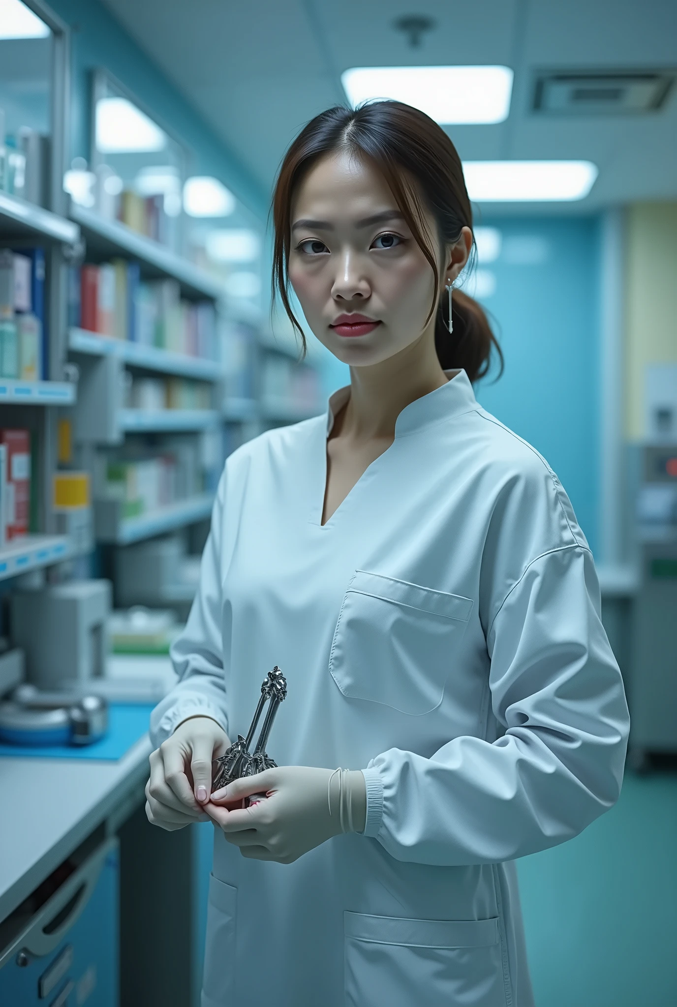 woman, whole body, uniform, Medical surgeon, hospital, emergency, tool.