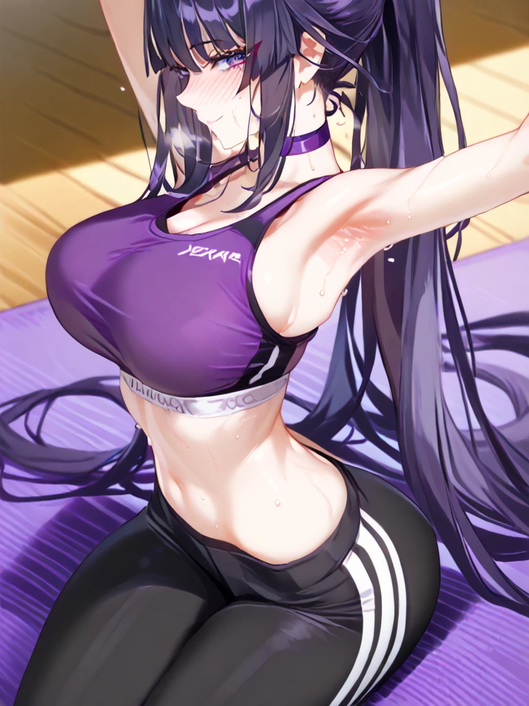 1girl,((black hair))
BREAK ((inoue takina, long hair, bangs, black hair, (purple eyes:1.2),crop top, white socks, buruma, sports bra, sportswear, wristwatch, sports bikini,
:1))
BREAK ((blank eyes, mind control,:1.4))
BREAK indoors,
BREAK looking at viewer,
BREAK (masterpiece:1.2), best quality, high resolution, unity 8k wallpaper, (illustration:0.8), (beautiful detailed eyes:1.6), extremely detailed face, perfect lighting, extremely detailed CG, (perfect hands, perfect anatomy),
