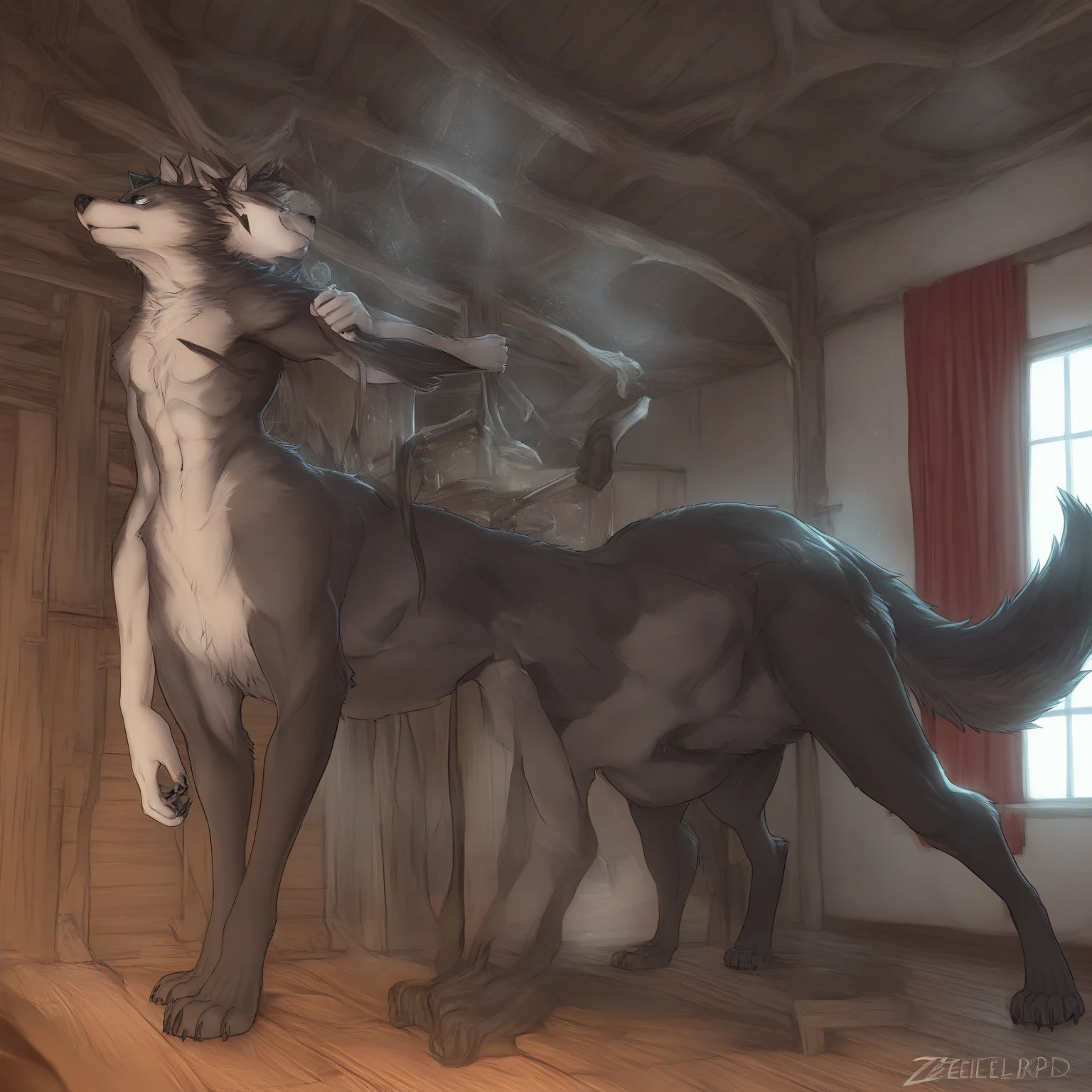 anthropomorphic Tauren, Fluffy, high resolution, realistic, Soft, 4K, upscales, high detail, Delicate fur, ((The tail in the right place)), tavern glory hole, shaggy, green eyes, bovine face, bovine snout, bovine tail, realistic fur, ((peeking at viewer)), huge fluffy ears, 1 tail, hyper nipples, black fur, black body, presenting canine pussy, lifted arched cow tail, dripping pussy, ass sticking out, looking back at viewer, long nipples, two arms, two hands, hyper canine pussy, perfect pupils, tight canine pussy, puffy canine pussy, two glory holes with a cock in each side, cock on both sides, grabbing cocks, one cock in each hand, cock on left glory hole, cock on right glory hole, grabbing both cocks, young, 2 cloven hooves, hyper breasts, sucking dick, riding dick, hyper areola