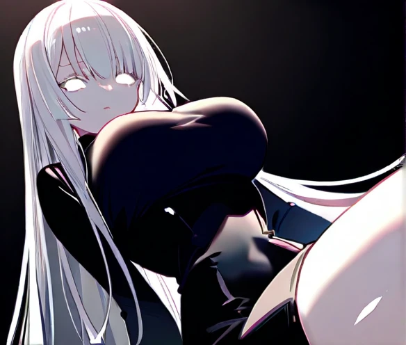 Mature Woman、STAR、Asuna、Silver Hair、makeup、Big Breasts、No underwear。
Angry expression。slouch。
Erotic Costumes、Black Suit、Glossy clothing。Glossy Skin。Moonlight。Valley angle。
bloom effect。super high quality。Ultra-high resolution。