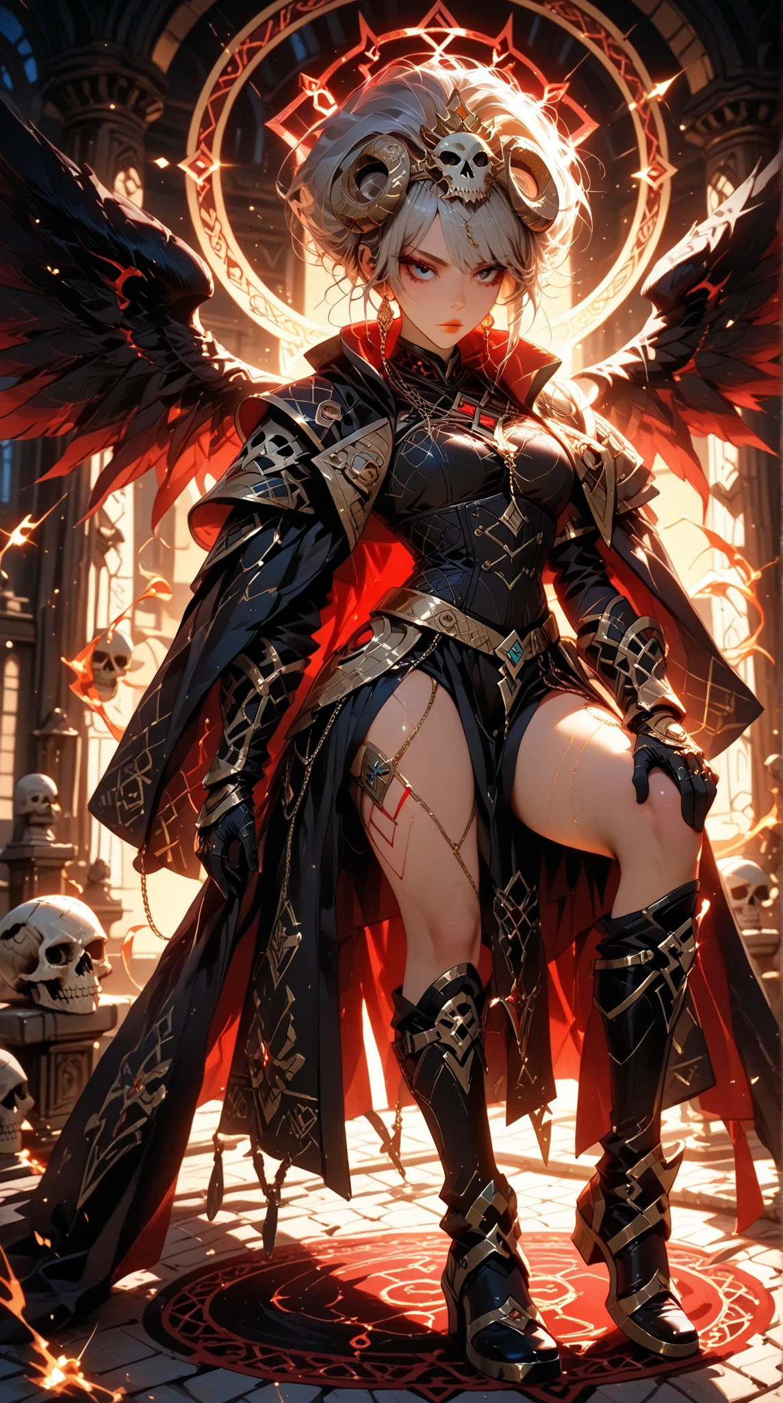 ((adepta sororitas)) in power-armor from the Dark-angels, Belle Delphine as Alice in wonderland, mature female, dynamic pose, in apocalyptic style