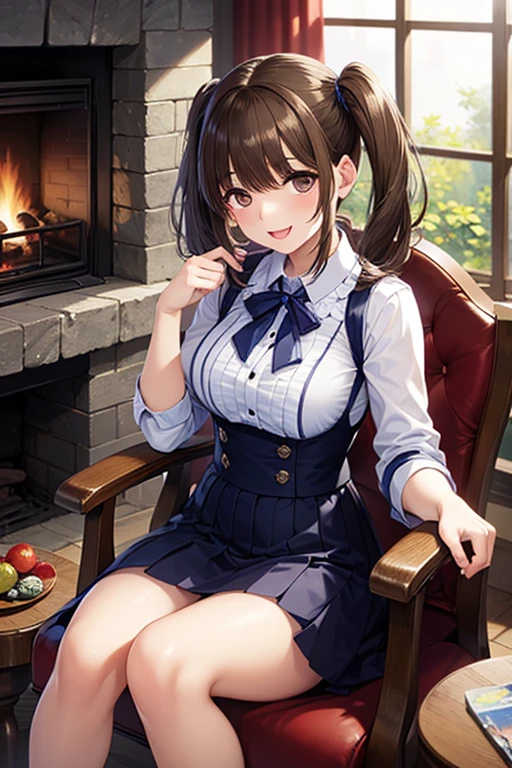 masterpiece, Highest Quality, masterpiece, Highest Quality, ((( Top Grade Graphics))), (kind expression), Cartoonish, sitting in a chair, Woman Sleeping With Her Eyes Closed, rough clothes , twin tails, Untidy Appearance , with slightly open mouth, happy smile, bed, plush, night , (Nature in a Window ), Half landscape painting , Gold, treehouse, (fireplace), 、
,( masterpiece, best quality, high resolution, ultra high resolution, pixel perfect, depth of field, 4K, RTTX10.0),
、Anegasaki Nene, shiny brown hair, beautiful brown eyes, smiling face, sparkling pupils, (fine grain), , highly detailed face,, (masterpiece:1.2, best quality), ((only1 girl)), ((cowboy shot))