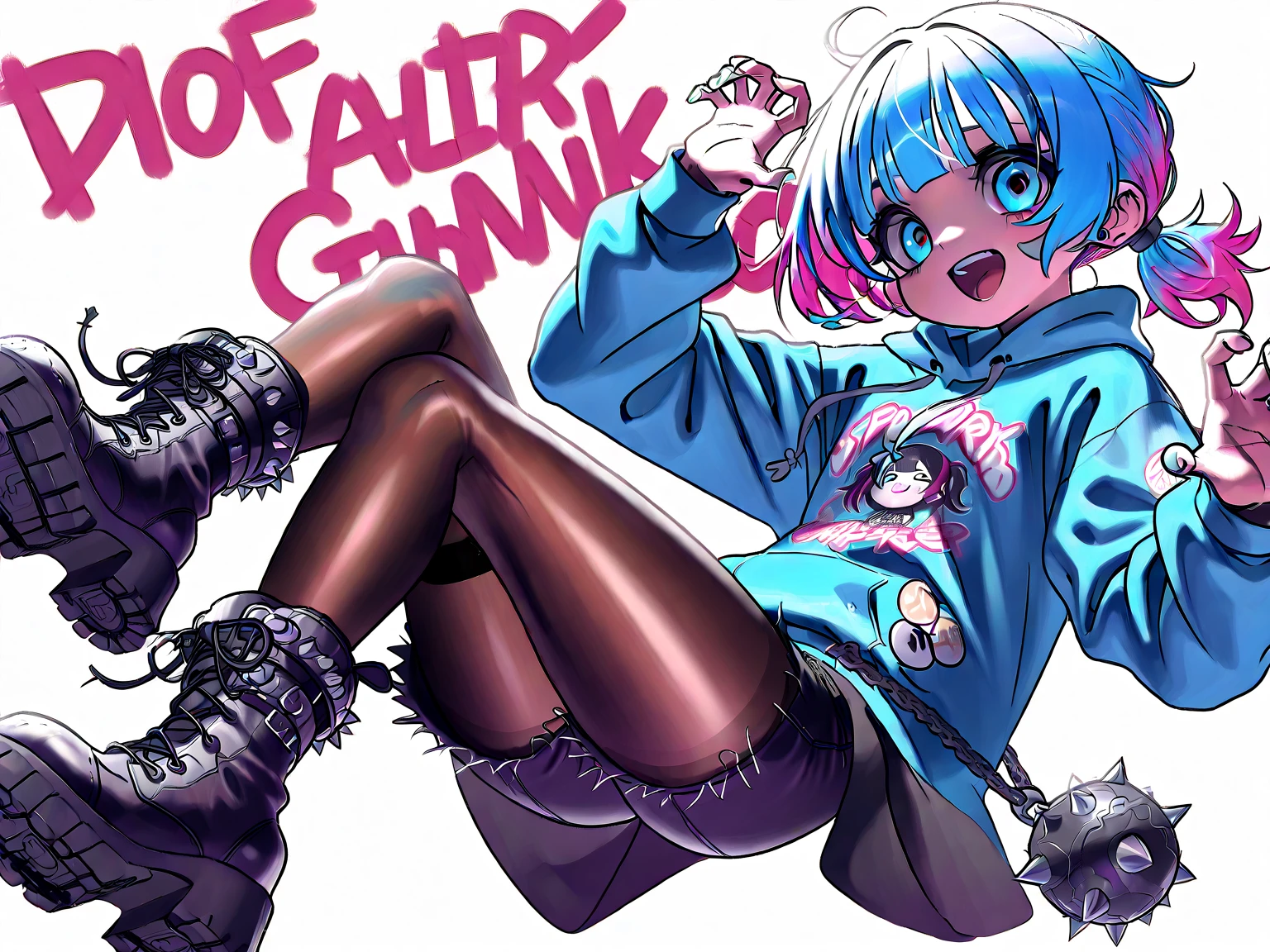 (best quality:1.3), (4K quality),masterpiece, best quality, high res, detailed, (Detailed face:1.2), (Detailed eyes:1.2), (Perfect figure:1.2), CARTOON, ANIME, CARTOON ARTSTYLE, 1girl, alone, Gogo Tomago from Big Hero Six, a young woman in her twenties, confident smile, sexy pose,(Wearing: Opened jacket, white undershirt, short-shorts, black pantyhose, sneakers:1.2), (blowing bubble gum), looking at viewer,