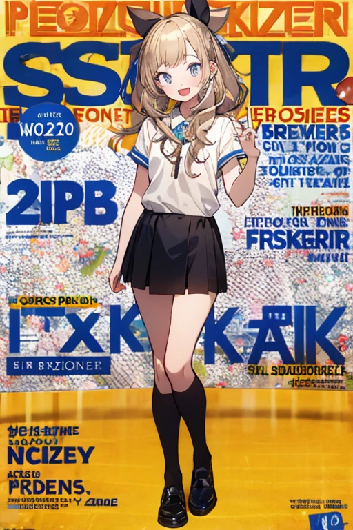Glasses、animesque、huge tit、a smile、opening legs、underpants、braid、３Head and body、girls striped pants