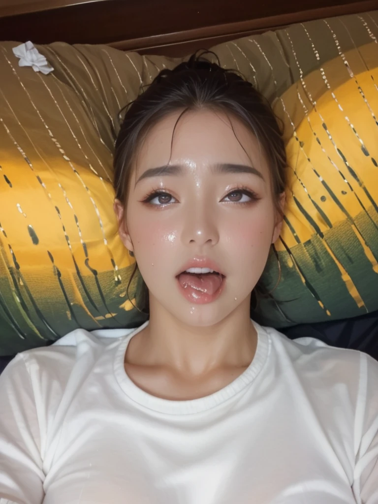 ((Best Quality, 8K, Masterpiece: 1.3)), 1girl, tank top with bra inside that enhances cleavage, super fine face, Delicate eyes, Double eyelids, teasing smile, she craves your cum, lustful, horny, (big breasts in sports bra: 1.2), close-up, beautiful background, perfectly shaped cleavage, breast enhancement, perfectly and strongly applied e-girl make up, hot Vietnamese , perfect body, mouth open, tongue out, full lips, red lips, heavy make up, plain sports bra, soft cleavage line, cum on breasts, close to you, intimate , beautiful seductive face, black tank top, open mouth , smooth skin, eye contact 