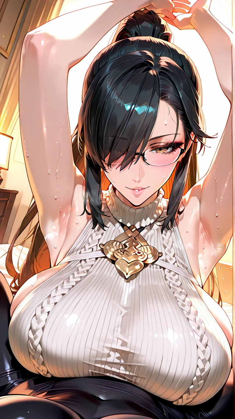 best quality, masterpiece, highly detailed,1girl, ((rose)), (vine), cage, bandage, red rope, (detail light), falling rose petals, Boa Hancock, , (masterpiece:1.5), Detailed Photo, Smiling, Sexy, (8K, Best Quality: 1.4), (1girl), Beautiful Face, (anime realistic Face), (Black Hair, long Hair: 1.3), Beautiful Hairstyle, Realistic eyes, beautiful detail eyes, (white skin), beautiful skin, absurd, attractive, ultra high resolution, ultra realistic, high definition, golden ratio, (sexually aroused:1.5), Pinkish white skin, cool white light, sexy pose, Beautiful , white background, pink soft white light, Wear a white dress, mature, wife, wearing glasses