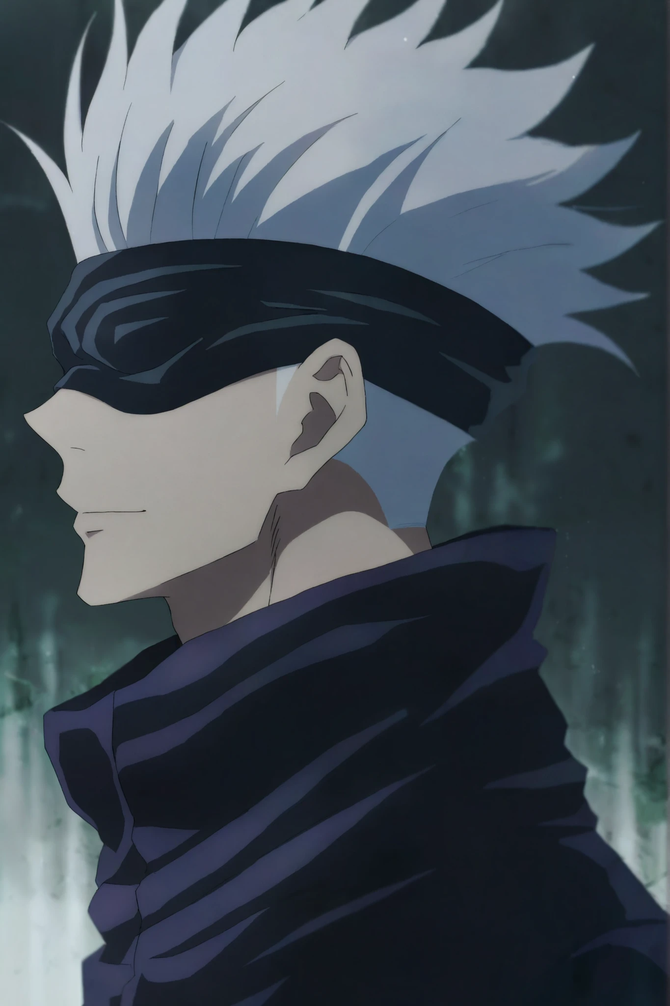 (masterpiece), (highest quality), (very detailed), (the best shape), (best shadows), (absurd), (so beautiful), beautiful eyes in every detail, unusual, 8k, 32K, high resolution, very detailed e CG, score_9, score_8_high, score_7_high, Those_anime_series, cinematic, portrait, solo, 1man , gojou satoru, jujutsu kaisen, white hair, blindfold, covered eyes,