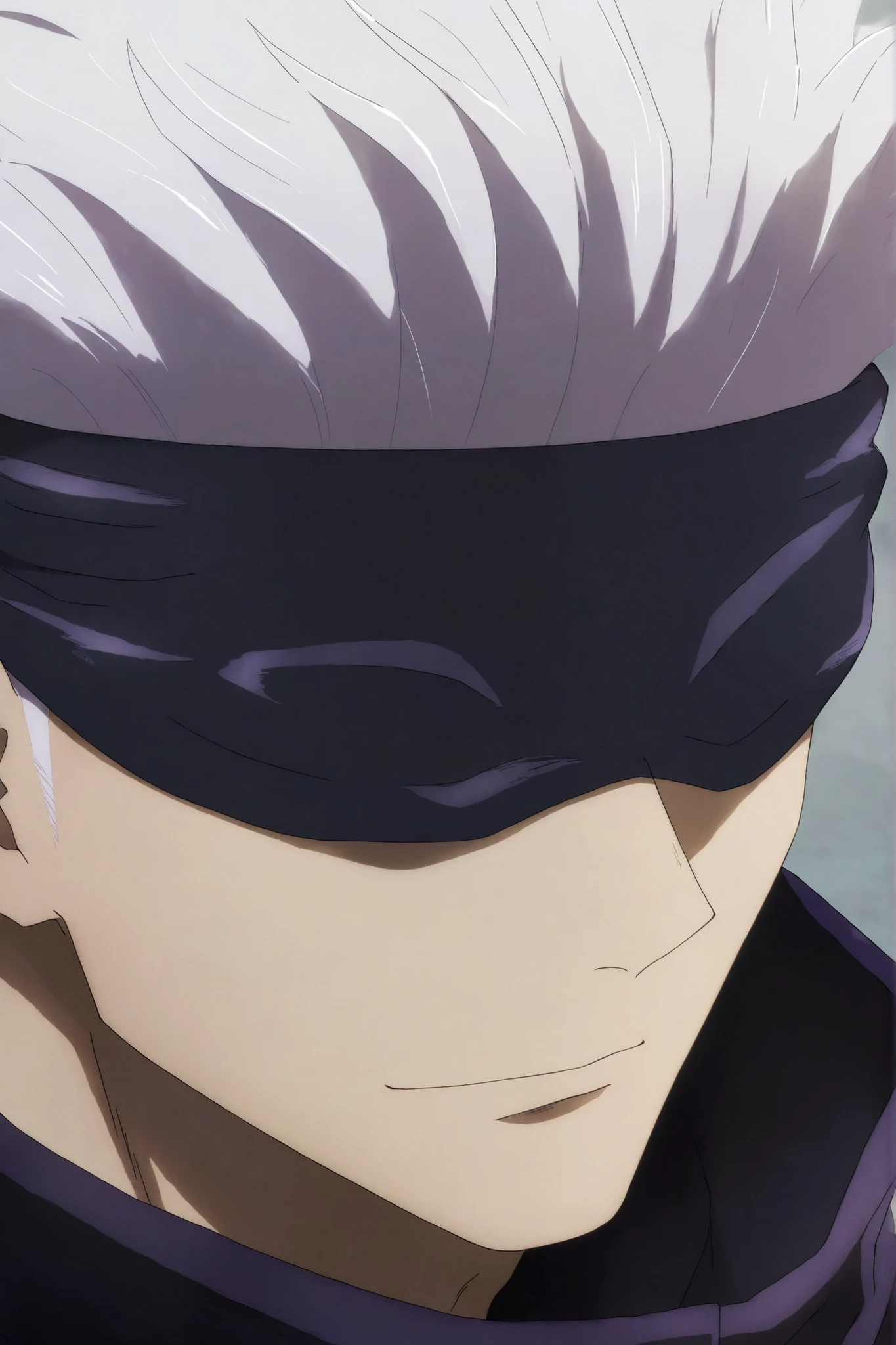 (masterpiece), (highest quality), (very detailed), (the best shape), (best shadows), (absurd), (so beautiful), beautiful eyes in every detail, unusual, 8k, 32K, high resolution, very detailed e CG, score_9, score_8_high, score_7_high, Those_anime_series, cinematic, portrait, solo, 1man , gojou satoru, jujutsu kaisen, white hair, blindfold, covered eyes,
