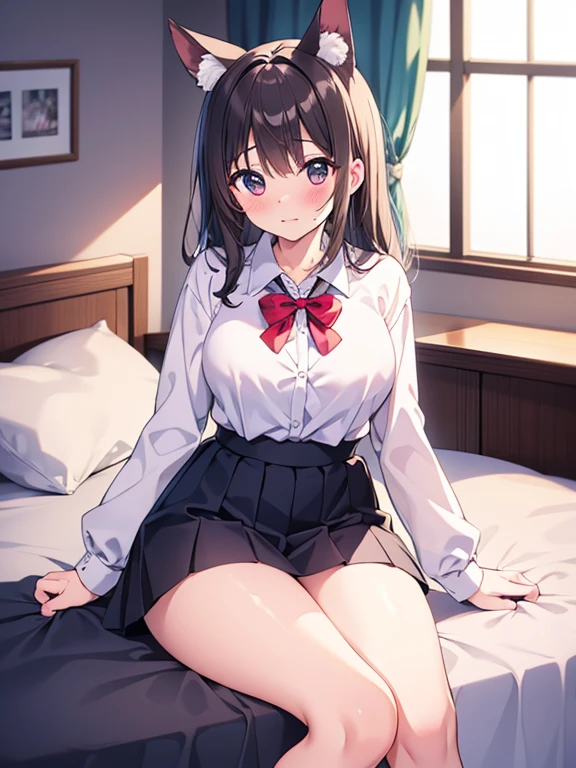 (((sexual position missionary style))),(((vaginal sex))),(((having vaginal sex))), (((girl))),delicate and cute girls with brown hair,((wear business service uniform)),((plaid wear))),、14years、Super8K Ultra High Definition、Delicate texture、 Medium Hair、flat chest、(、,Plain clothes,spreading her legs,exposed ,nsfw,big breast,(((in hotel))),(((spreading legs open wide with knees bent,creating the shape of the letter M))),(((detailed race  panties))),,penis,penis insert(((embarrassed))),(((troubled face))),lying down on the bed