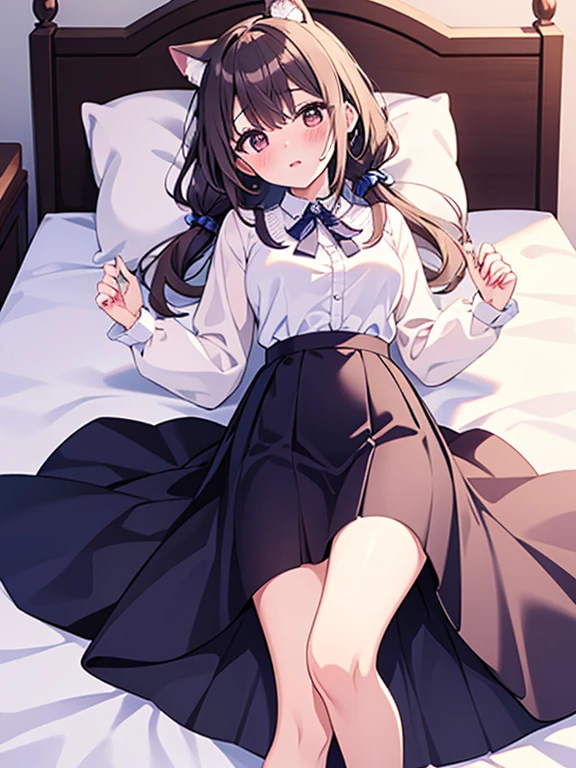 (Tabletop、8K、masterpiece、Highest quality)upon、((Half Up、))Cookie Hairpin、Brown eyes、Brown Hair、length、Fluffy hair、Red nails、apple earrings、Delicate eyes、Brown outerwear、Light brown sweater、((Scared))、(((cry)))、(missionary, 1boy, penis, lying, vaginale, ass pov, spread legs, Sex, nsfw)、nose blush、steam, Shiny Hair、Very fine and beautiful bright eyes、Very detailed, clear and beautiful face, Awards, Anatomically correct、((missionary position,man on top, spread legs))