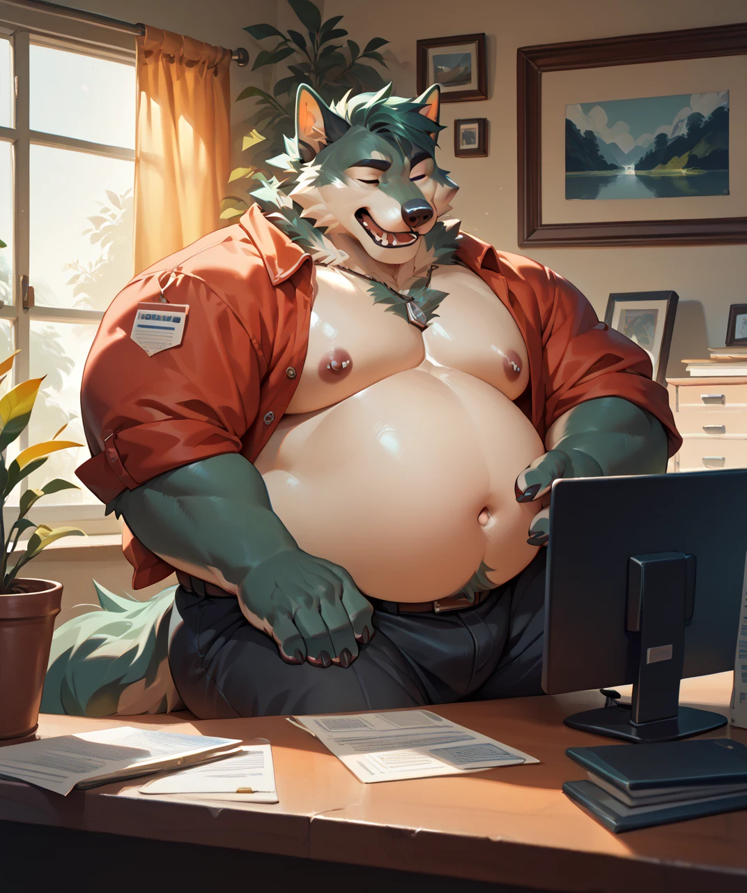 ((best quality)), ((masterpiece)), (Ultra detailed), ((4k)).
Anthro Wolf , Light Blue Fur , Short Hair , Beard , Handsone , Good Looking , Green Eyes ,(Eyes Details), Middle Ages , Huge Pecs , Slightly fat , cute pose , sunglasses , , uncut dick , wet , cum body , lactation , Hug Dragon , Anal seanal ig cocbig dick , ce