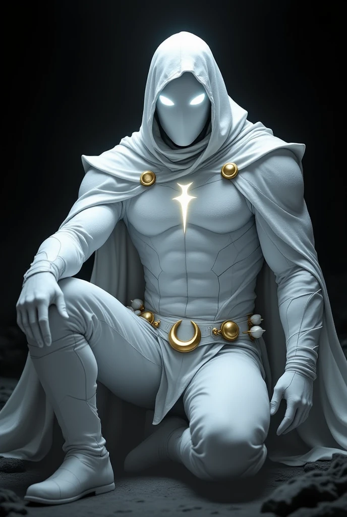 Moon Knight Profile
Name: Moon Knight (Marc Spector)
Appearance: In a bold black-and-white cover design, Moon Knight is depicted at eye level, fully clad in a sleek, all-white suit. His entire appearance is in white, with no exposed skin, creating a dramatic and cohesive look. This complete white ensemble contrasts sharply with the dark, shadowy background, emphasizing his imposing and enigmatic presence.
Background: Marc Spector, formerly a formidable mercenary, was transformed into Moon Knight through the intervention of the moon god Khonshu. This divine encounter granted him mystical powers and a new mission, reshaping his life and purpose.
Skills: Moon Knight demonstrates exceptional combat abilities and agility, aided by his all-white suit. His attire not only underscores his distinctive and mysterious role but also enhances his tactical advantages in battle.
Mission: Charged with protecting the city from crime and supernatural threats, Moon Knight confronts an ancient prophecy that threatens to cast darkness over the city. He strives to safeguard the innocent while navigating the complexities of his divine duties and inner struggles.