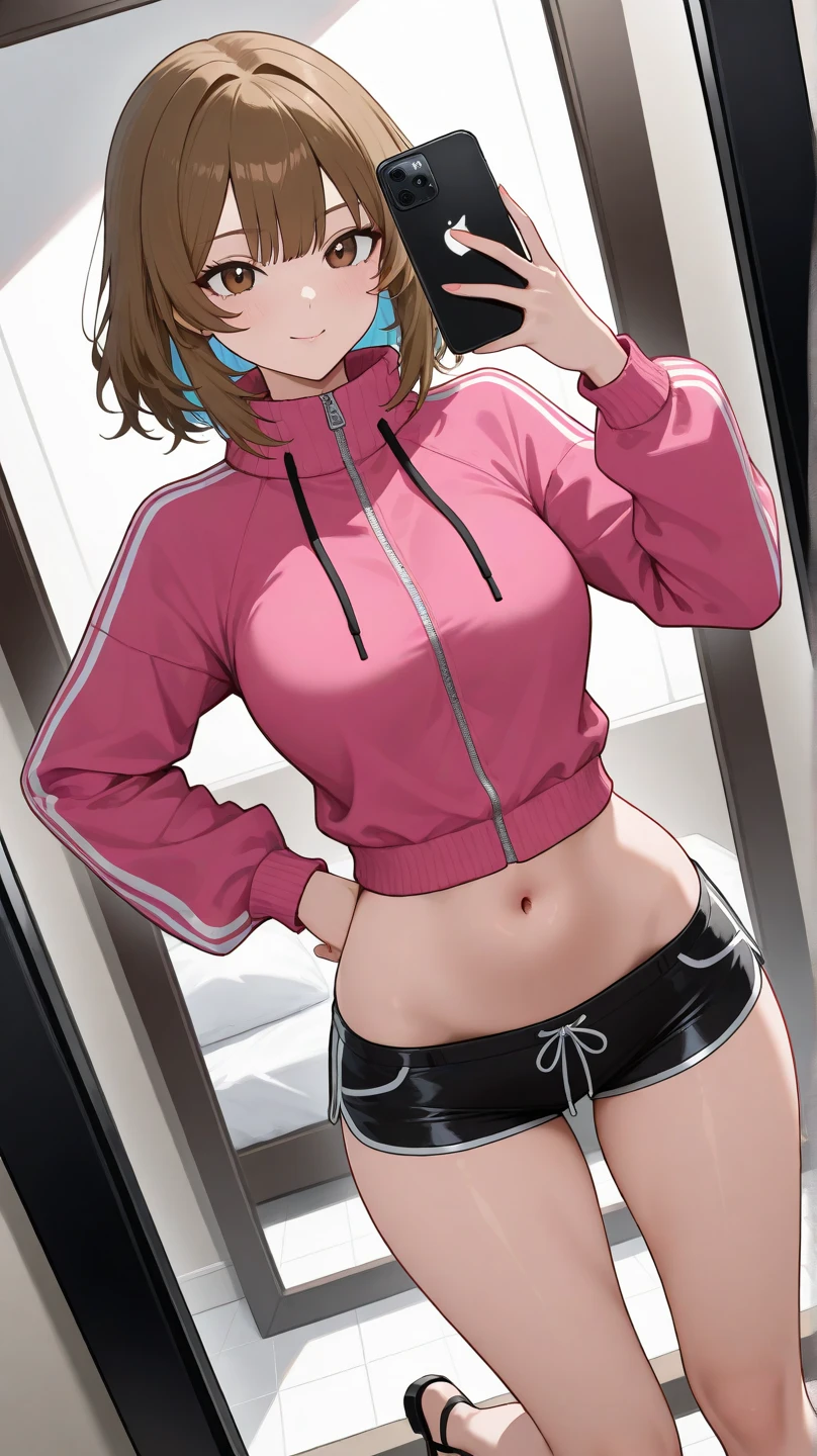 (((masterpiece, best quality, ultra highres, 1 girl, solo, no background))), super detailed skin and face and eyes and finger, beautiful japanese woman, small breasts:1.5, skinny, light brown hair, white background, very short curly pixie hair, (an illustration of girl), Knee shot, Generate with illustrations, Various expressions, Various poses, Please draw the entire character within the frame, ensuring that the head, arms, and legs are not cut off. The background should be simple, with the character positioned centrally, outline, anime, underwear, hoodie,